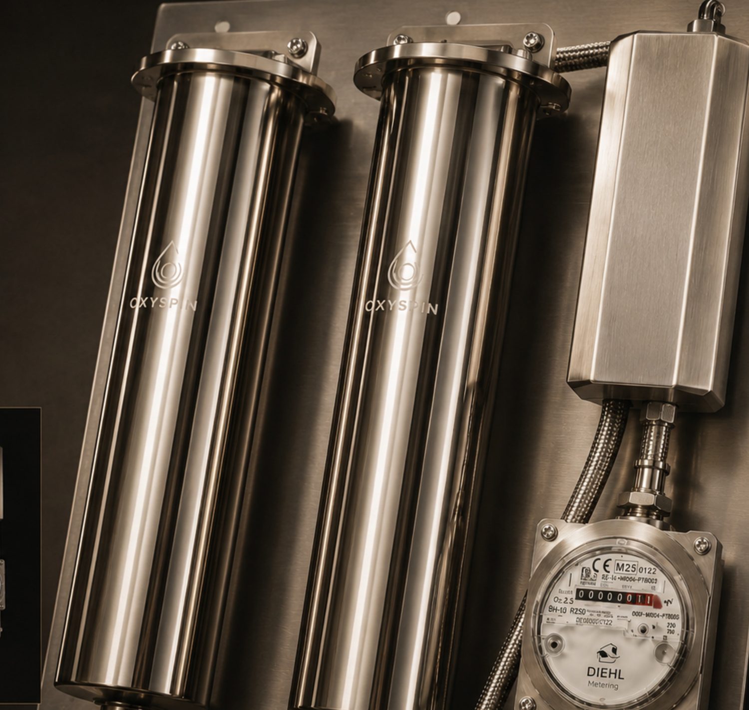 AQUA AID DUO modules on a stainless steel mount